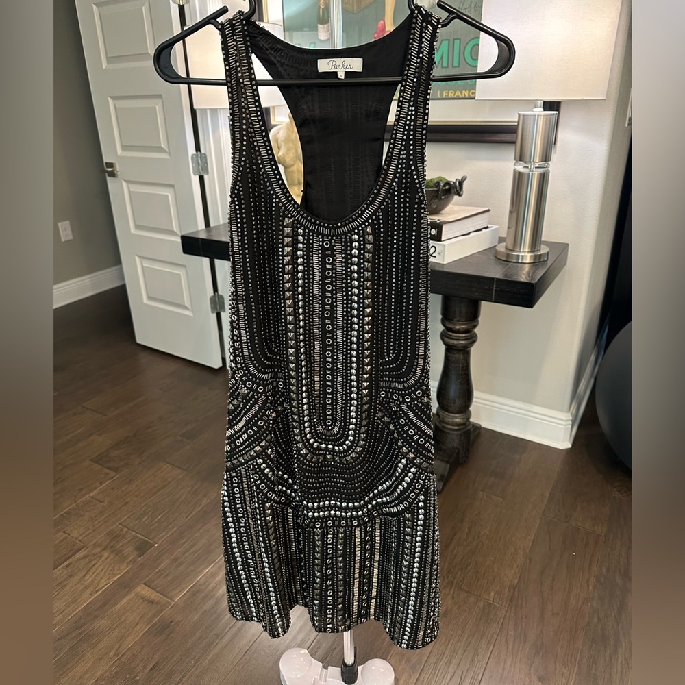 NWOT Parker Beaded Racerback Dress, Size medium